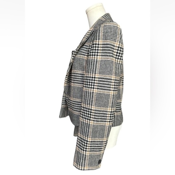 Vintage Jaeger 100% Wool Cropped Blazer Plaid Check Dark Academia Size M/L - Picture 10 of 10